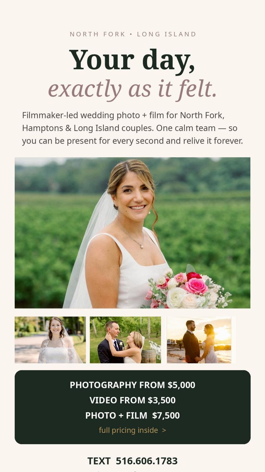 Cover of the North Fork Wedding Films pricing guide